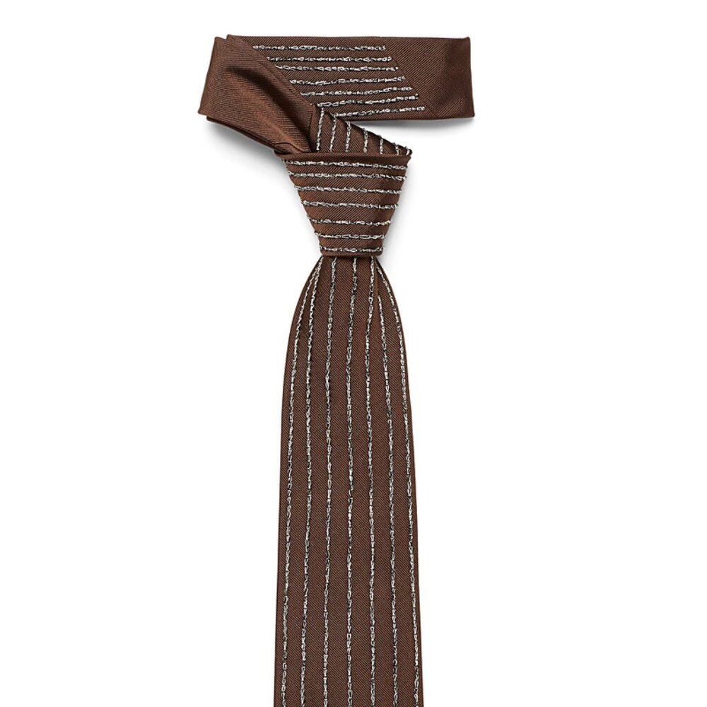 BNWT SS20 JUPE BY JACKIE EMBROIDERED HEATHERED STRIPE TIE
